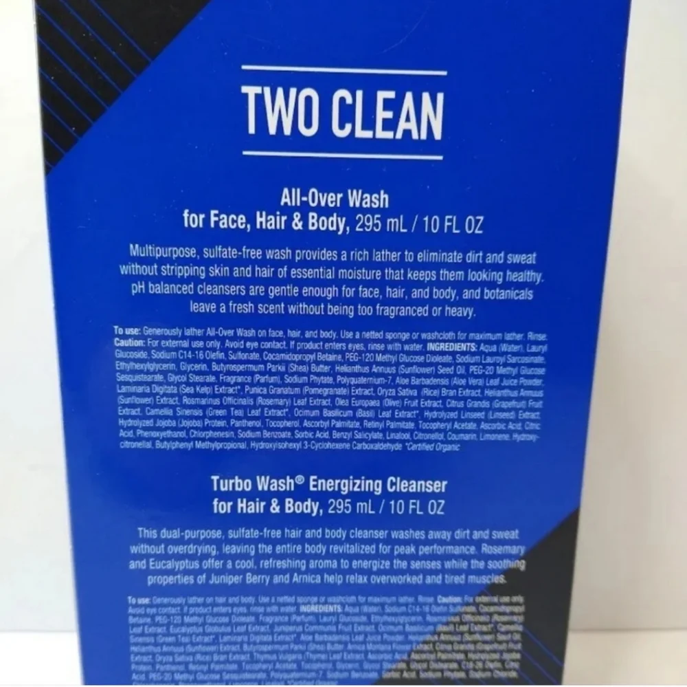 Jack Black Two Clean: 1 Turbo Wash, 10 oz, & 1 All Over Wash, 10 oz, Ene…